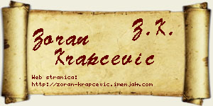 Zoran Krapčević vizit kartica
